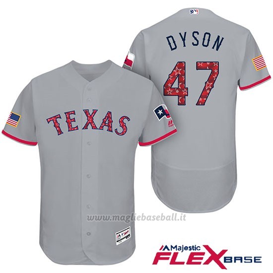 Maglia Baseball Uomo Texas Rangers 2017 Estrellas y Rayas Sam Dyson Grigio Flex Base